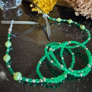 Elegant Green Beaded Glassware Chain